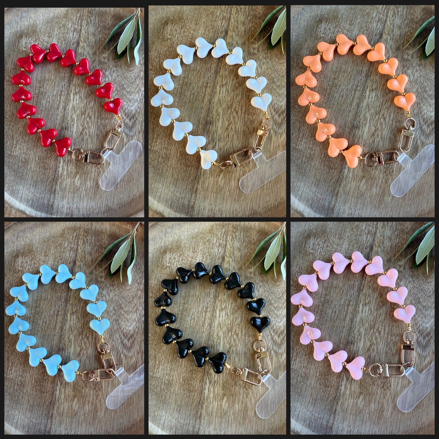 Telefoonkoord hartjes roze