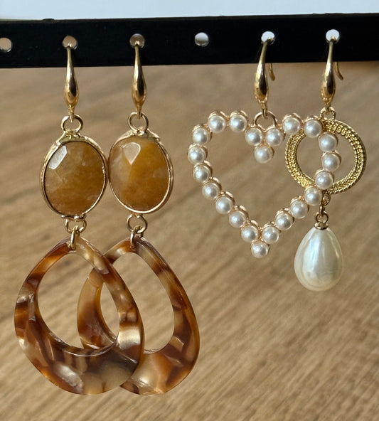 Asymmetrische set parel met hart