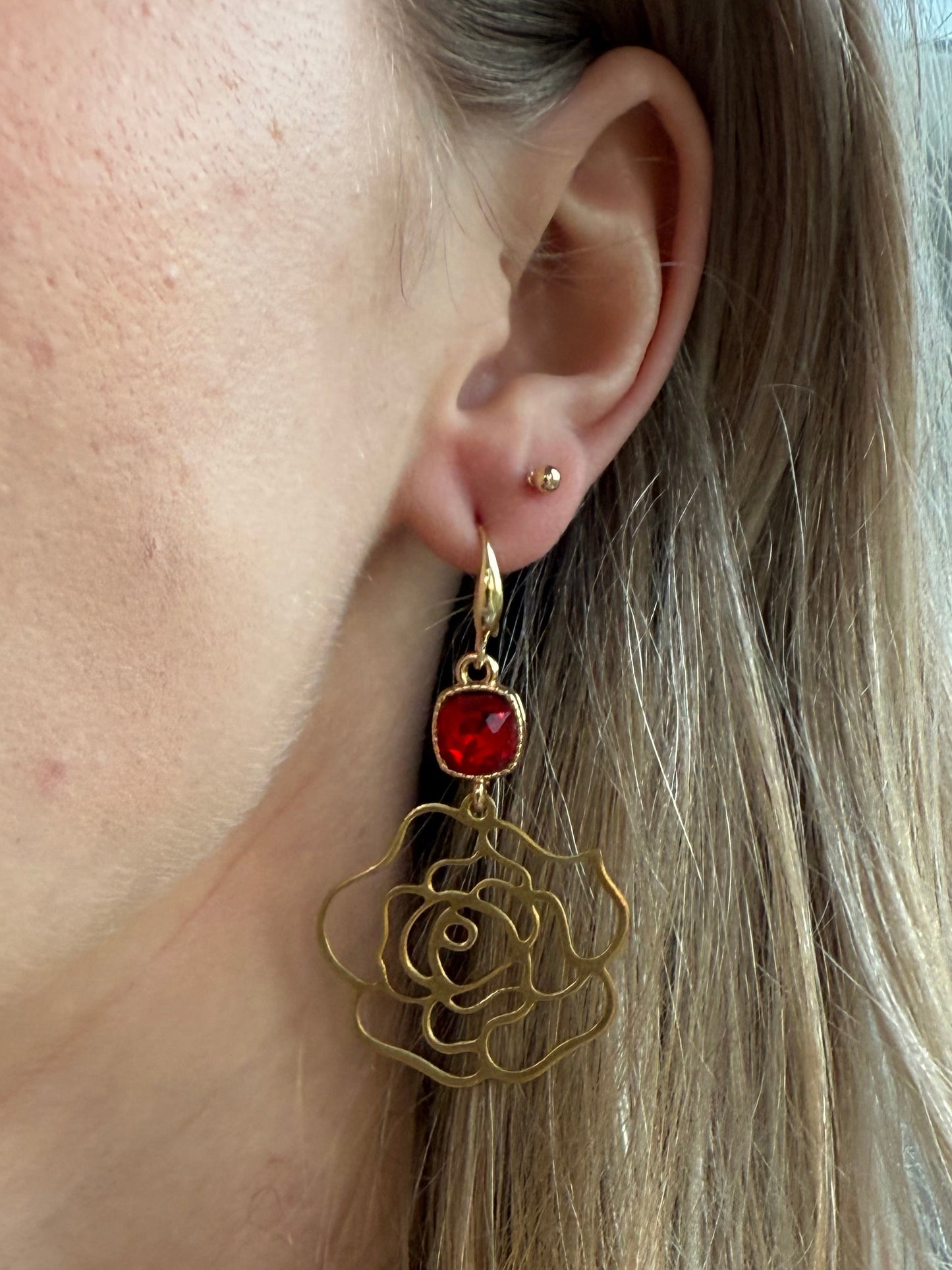 Rode steen met bloem