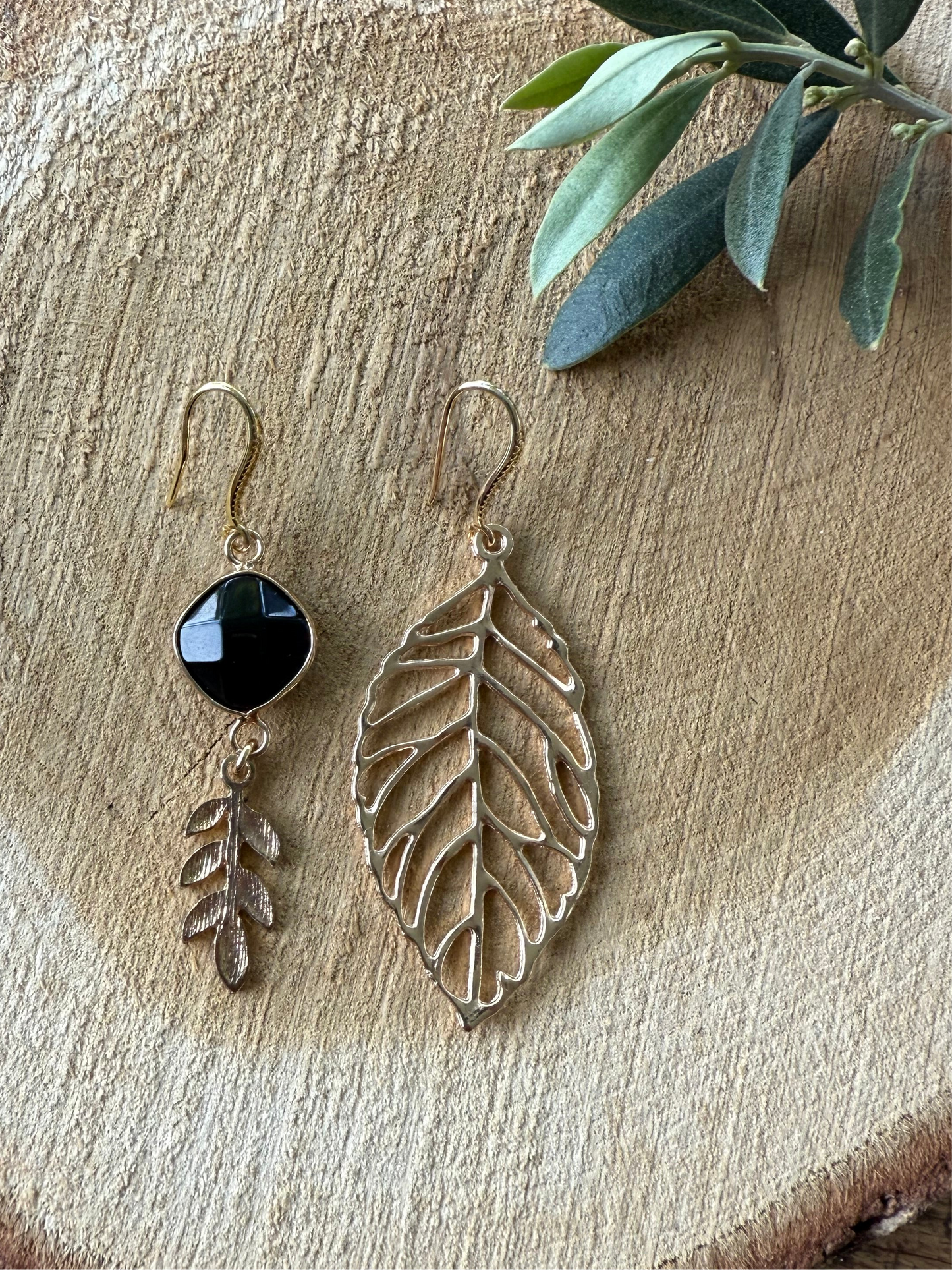 Asymmetrisch, blad met zwarte steen