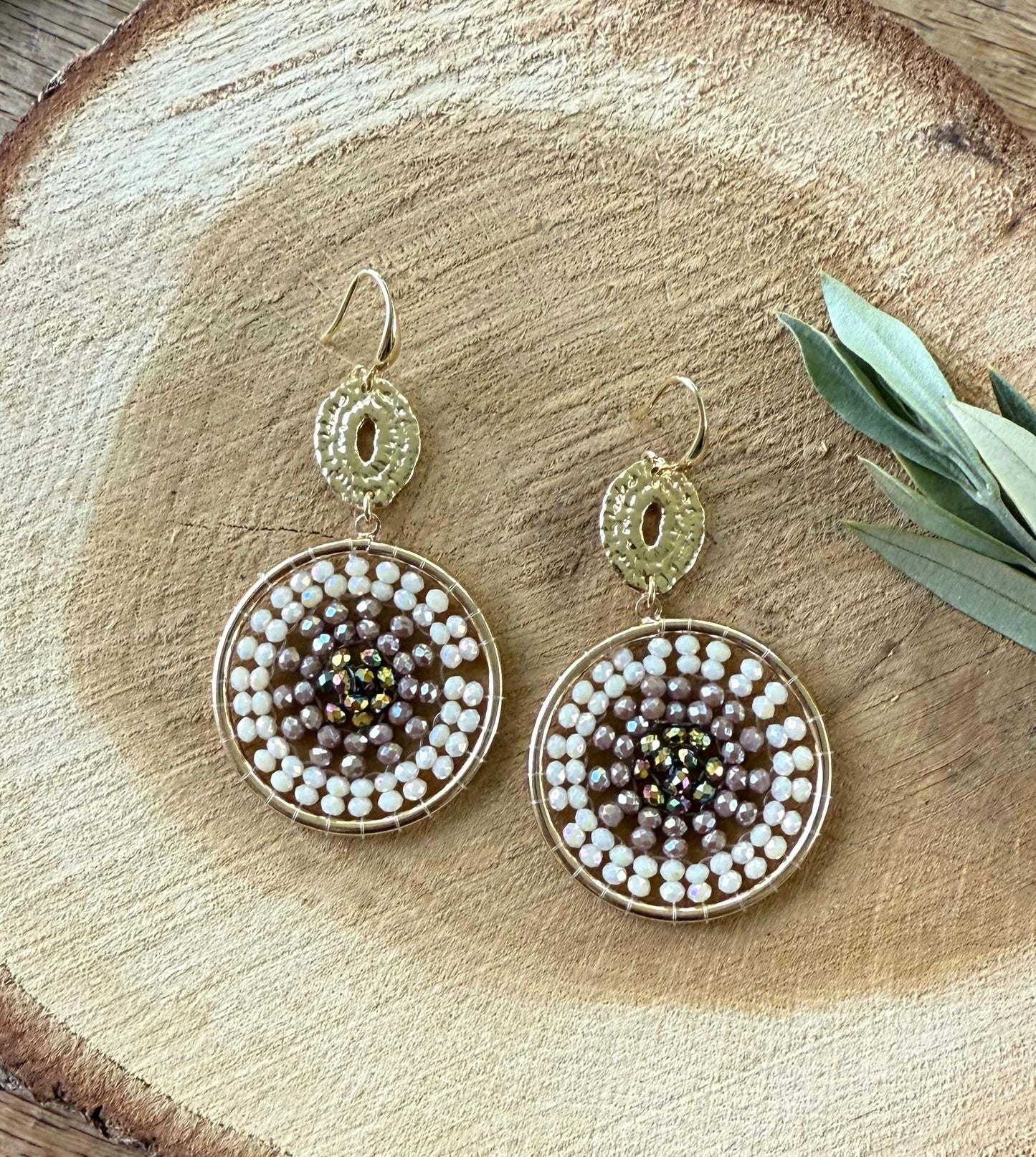 Crème/paars met ovale connector