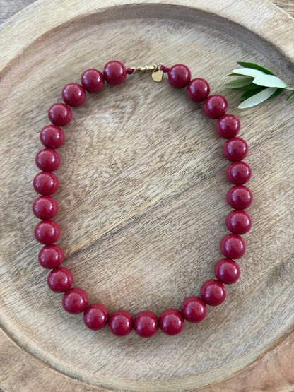 16 mm acryl kralenketting rood