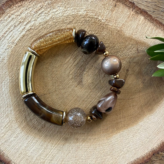 Bruin gevarieerde armband