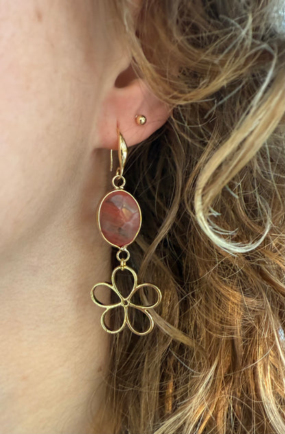 Meloen kleurige natuursteen met bloem