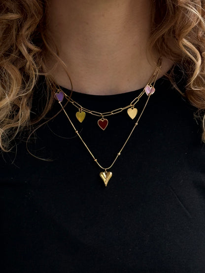 Klein hartje met bolletjes ketting