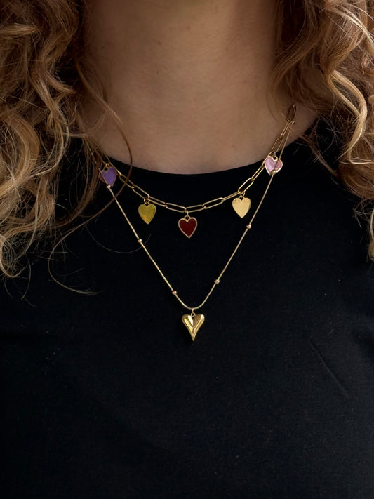 Klein hartje met bolletjes ketting