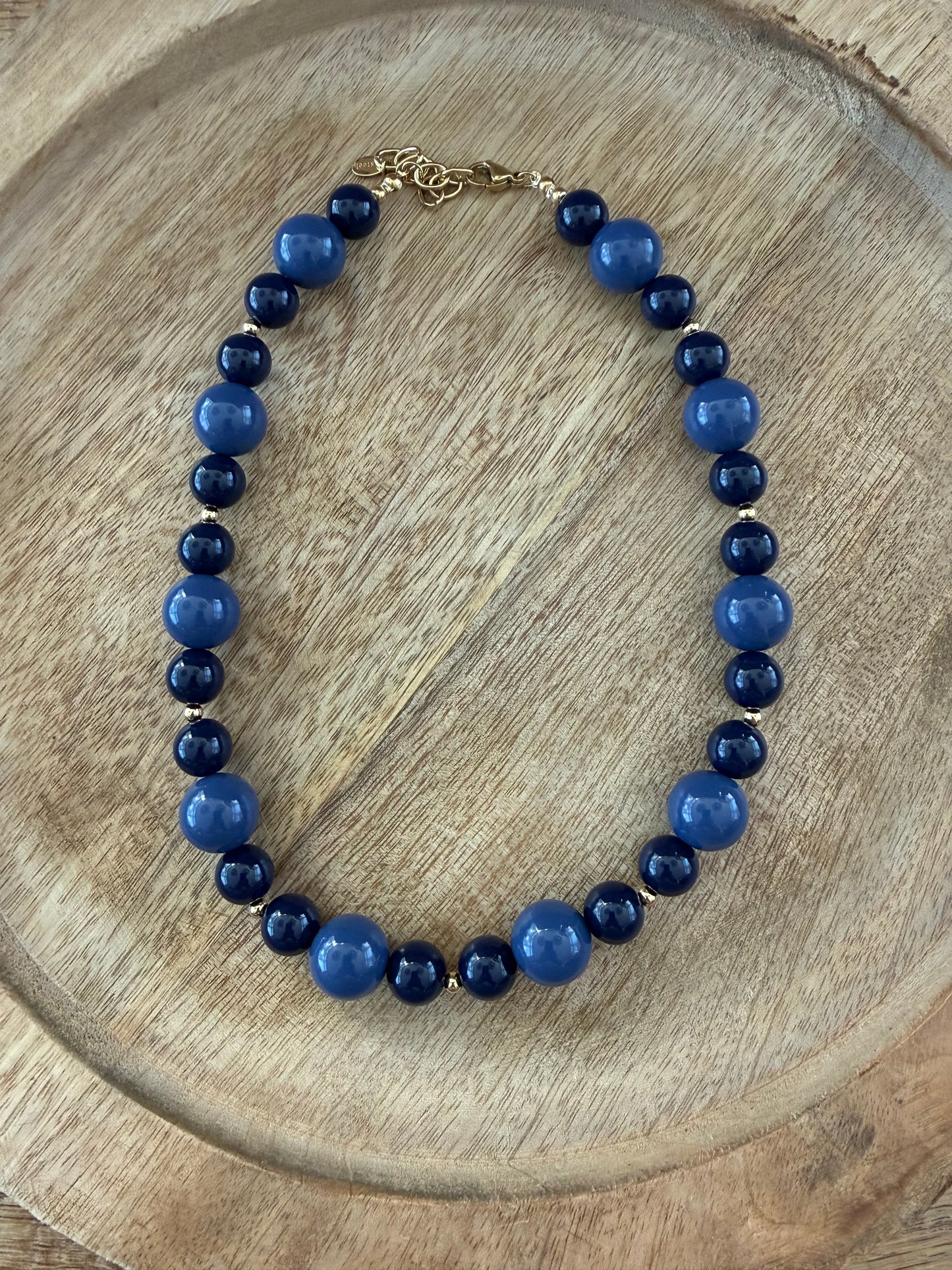 Kralenketting combi blauw
