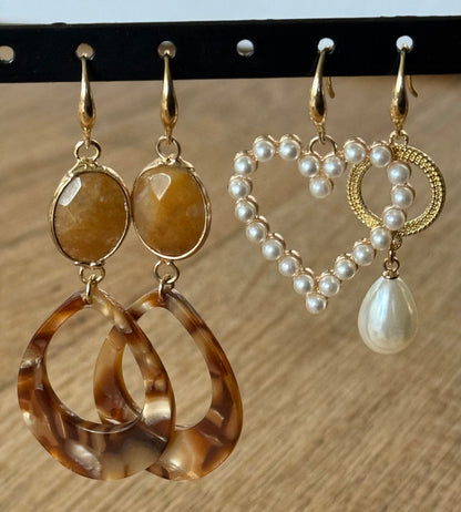 Asymmetrische set parel met hart