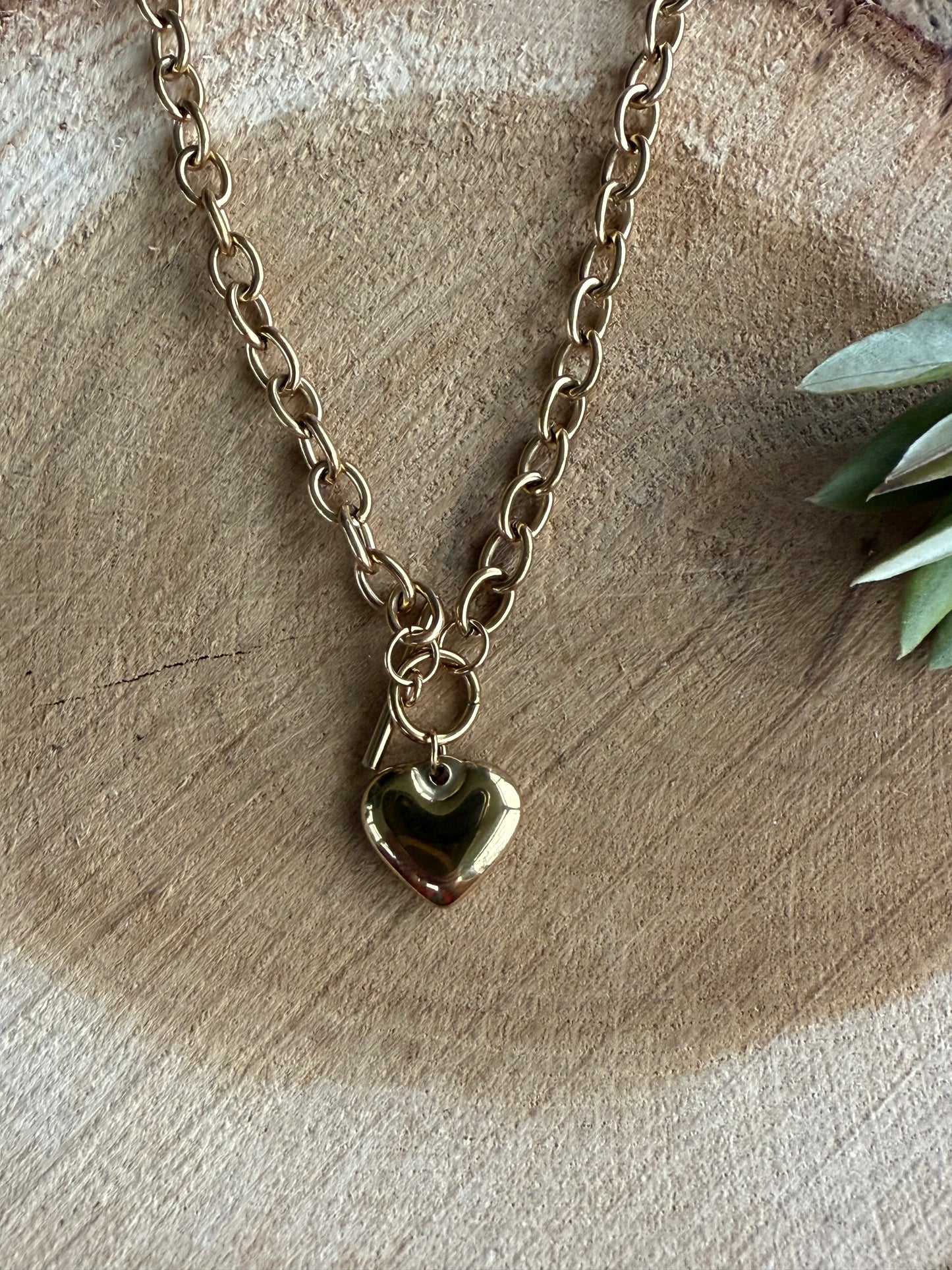 Grove ketting met hartje