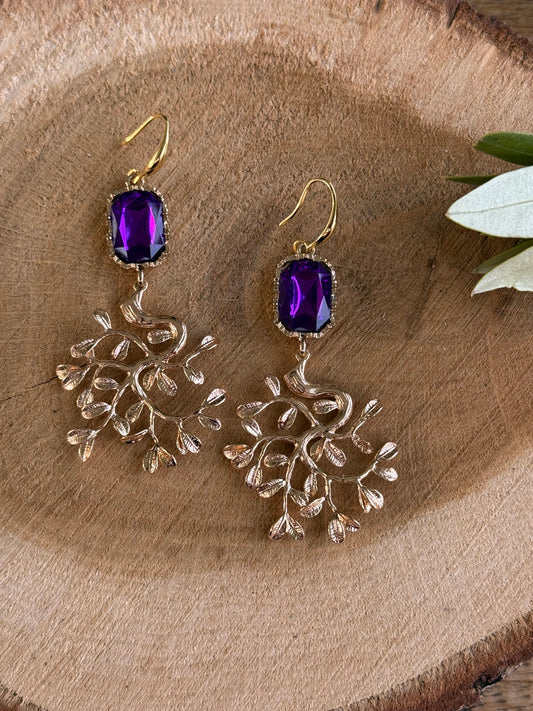 Grote lange paarse oorbellen