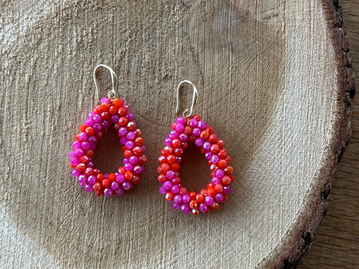 Kralen rood/oranje/roze