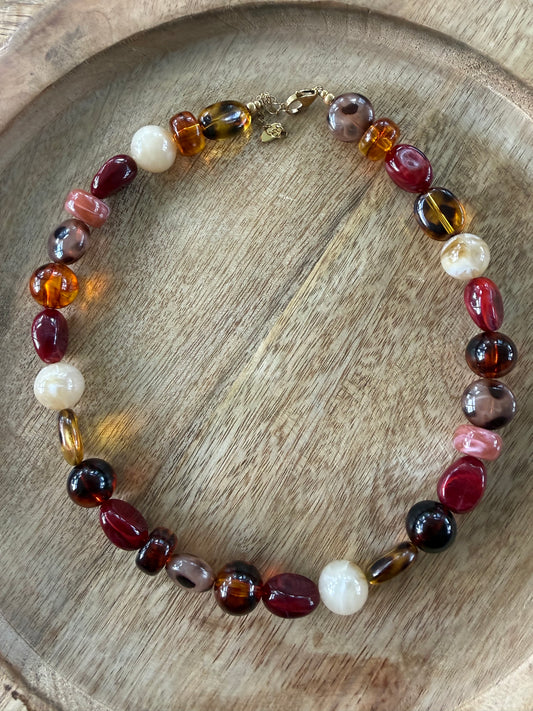 Bruin / Donkerrode acrylkralen ketting