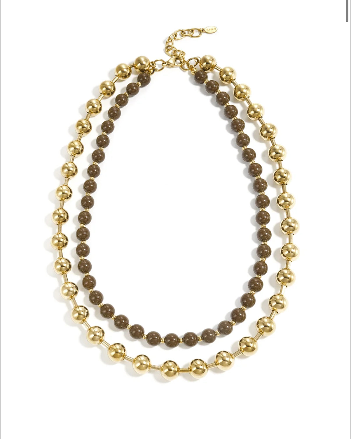 Dubbele ketting met bruine kralen