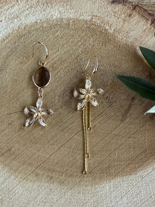 Asymmetrisch doorzichtige facetsteen met bloem