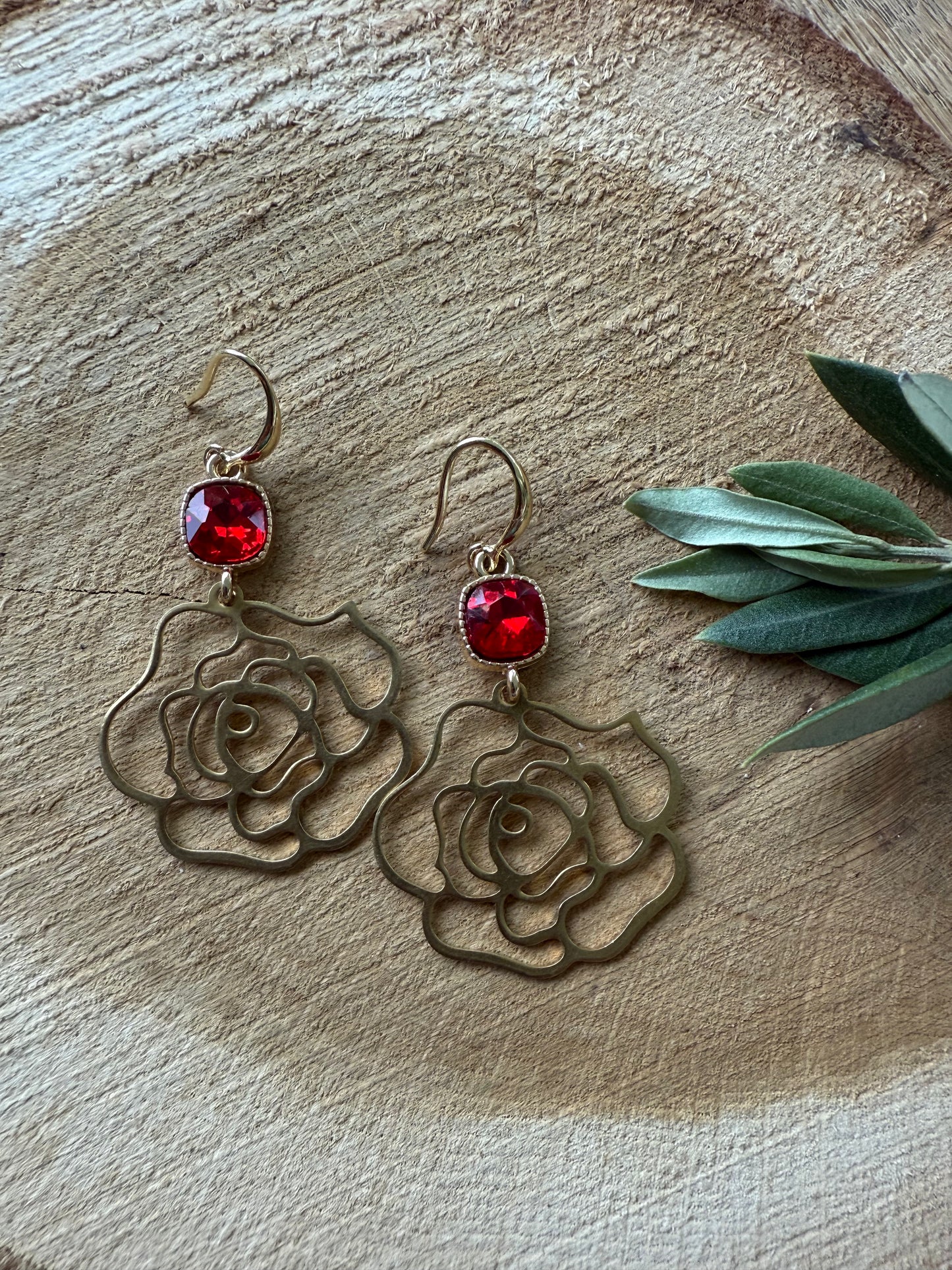 Rode steen met bloem