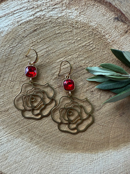 Rode steen met bloem