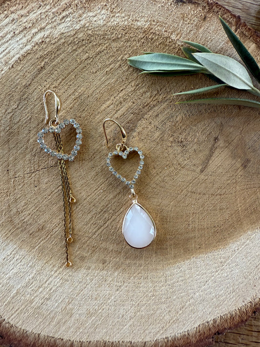 Asymmetrisch hart met witte steen