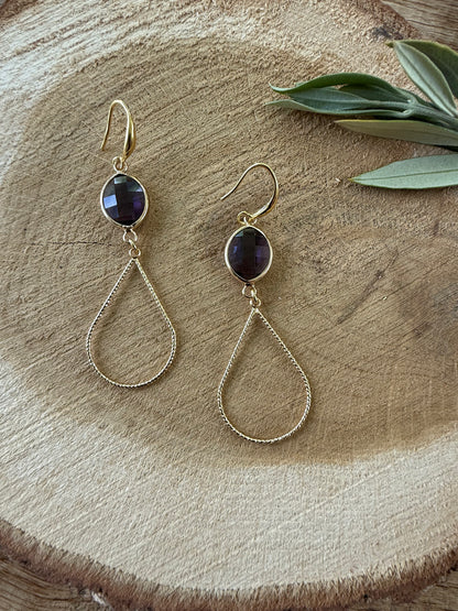 Doorzichtige paarse facetsteen met hanger