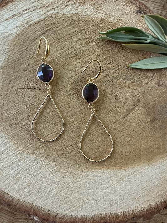 Doorzichtige paarse facetsteen met hanger